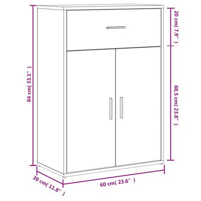 vidaXL Skåp vit 60x30x84 cm konstruerat trä