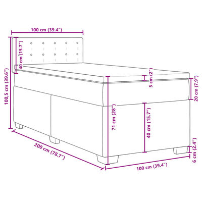 vidaXL Ramsäng med madrass svart 100x200 cm sammet