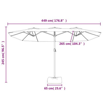 vidaXL Trädgårdsparasoll dubbelt med LEDs terrakotta 449x245 cm