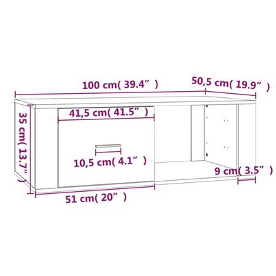 vidaXL Soffbord brun ek 100x50,5x35 cm konstruerat trä