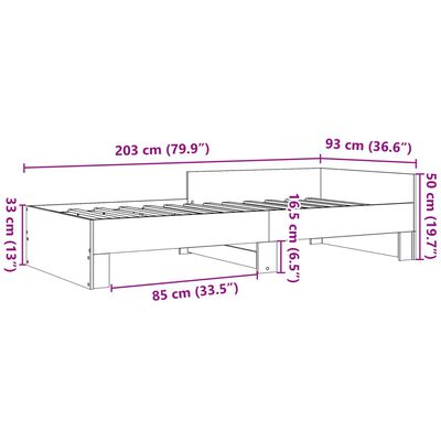 vidaXL Sängram utan madrass sonoma-ek 90x200 cm konstruerad trä