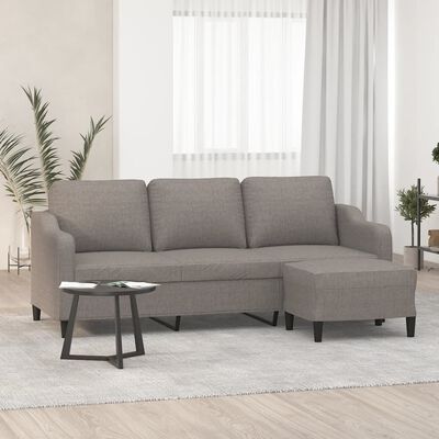 vidaXL 3-sitssoffa med fotpall taupe 180 cm tyg