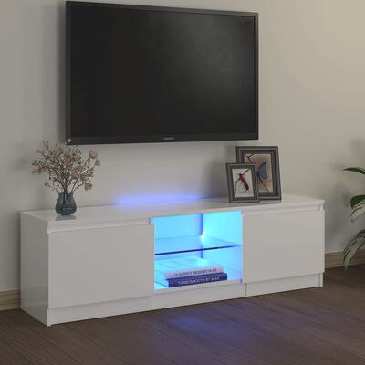 vidaXL TV-bänk med LED-belysning vit högglans 120x30x35,5 cm