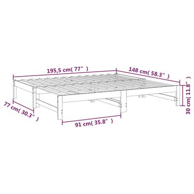 vidaXL Utdragbar dagbädd vit 2x(75x190) cm massiv furu