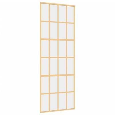 vidaXL Skjutdörr guld 76x205 cm klart ESG-glas och aluminium