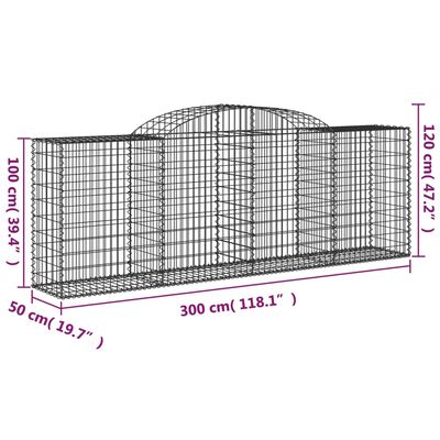 vidaXL Gabioner bågformade 9 st 300x50x100/120 cm galvaniserat järn