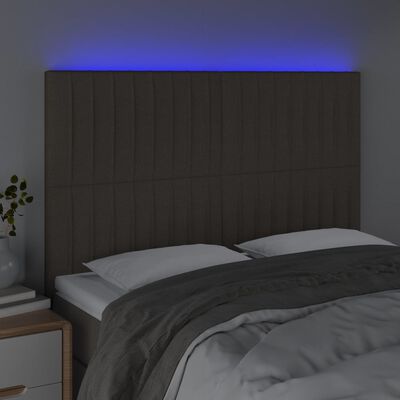 vidaXL Sänggavel LED taupe 144x5x118/128 cm tyg