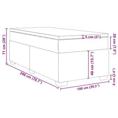 vidaXL Ramsäng med madrass mörkgrå 100x200 cm sammet