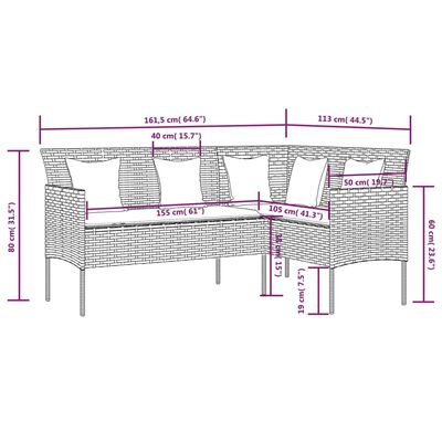 vidaXL L-formad soffa med dynor konstrotting brun