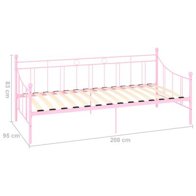 vidaXL Ram till dagbädd rosa metall 90x200 cm