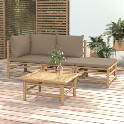 vidaXL Loungegrupp 4 delar taupe dynor bambu