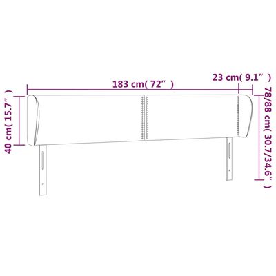 vidaXL Sänggavel med kanter mörkgrå 183x23x78/88 cm sammet