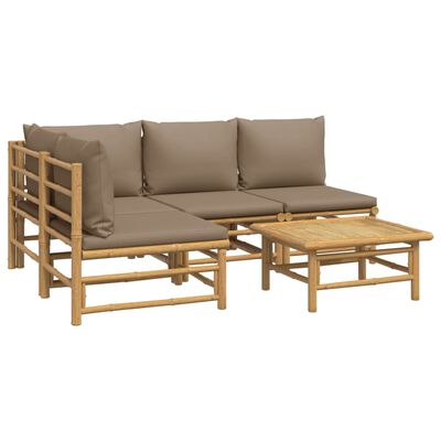 vidaXL Loungegrupp 5 delar taupe dynor bambu