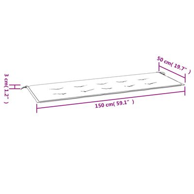 vidaXL Bänkdyna för trädgården rosa 150x50x3 cm oxfordtyg