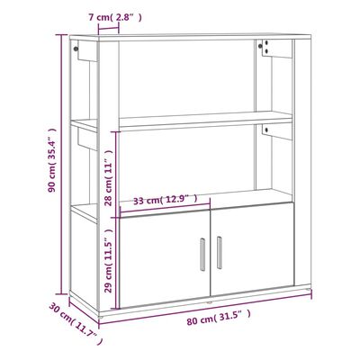 vidaXL Skänk sonoma-ek 80x30x90 cm konstruerat trä