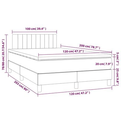 vidaXL Ramsäng med madrass gräddvit 120x200 cm tyg