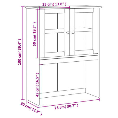 vidaXL Överdel kommod VIGO 78x30x100 cm vit massiv furu