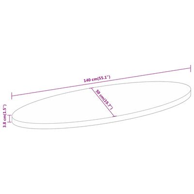 vidaXL Bordsskiva 140x50x3,8 cm oval massivt mangoträ