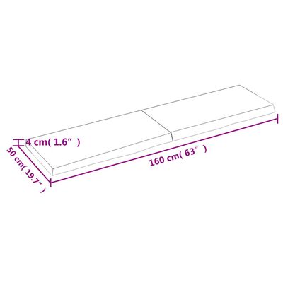 vidaXL Bordsskiva 160x50x(2-4) cm obehandlad massiv ek