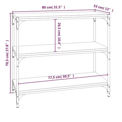 vidaXL Bokhylla rökfärgad ek 80x33x70,5 cm konstruerat trä och stål