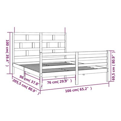 vidaXL Sängram vit massiv furu 160x200 cm