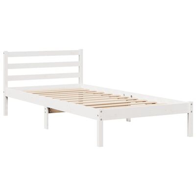 vidaXL Sängram utan madrass vit 75x190 cm massiv furu