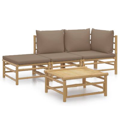 vidaXL Loungegrupp 4 delar taupe dynor bambu