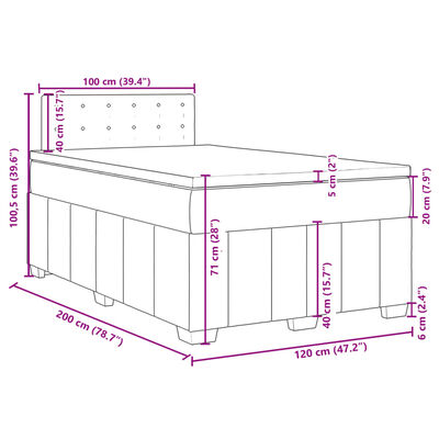 vidaXL Ramsäng med madrass ljusgrå 120x200 cm tyg