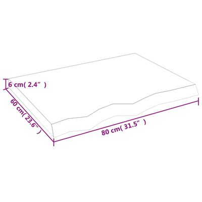 vidaXL Bordsskiva 80x60x(2-6) cm obehandlad massiv ek