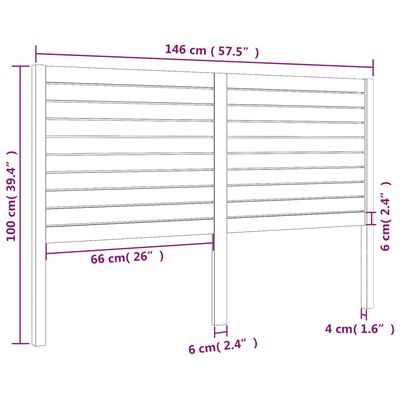 vidaXL Sänggavel 146x4x100 cm massiv furu