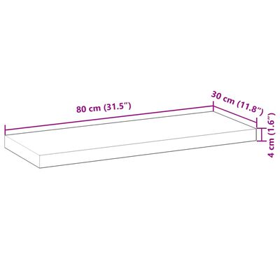 vidaXL Svävande hyllor 2 st 80x30x4 cm behandlat massivt akaciaträ