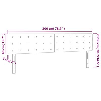 vidaXL Sänggavel LED taupe 200x5x78/88 cm tyg