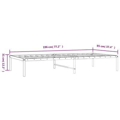 vidaXL Sängram metall svart 90x190 cm