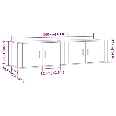 vidaXL Väggmonterade tv-skåp 2 st betonggrå 80x34,5x40 cm