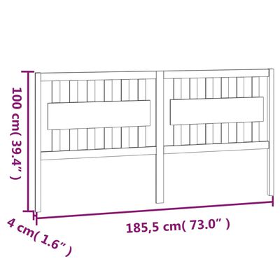 vidaXL Sänggavel svart 185,5x4x100 cm massiv furu