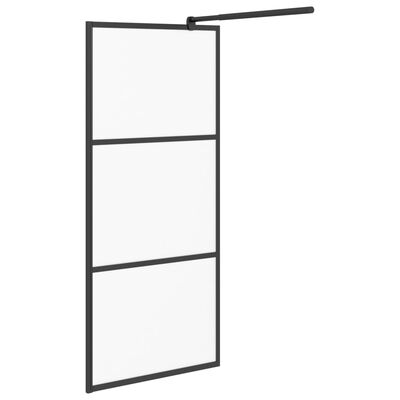 vidaXL Duschvägg 90x195 cm halvfrostat ESG-glas svart