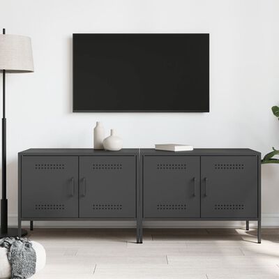 vidaXL Tv-bänk 2 st svart 68x39x50,5 cm stål