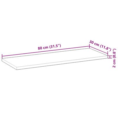 vidaXL Svävande hyllor 2 st 80x30x2 cm obehandlat massivt akaciaträ