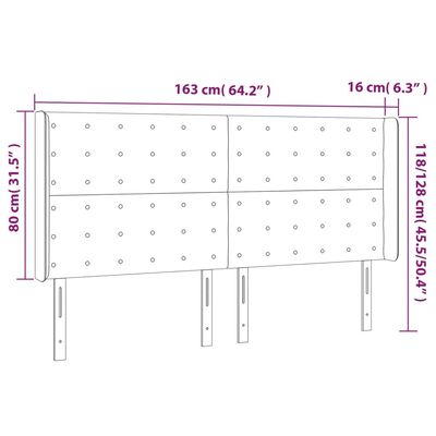 vidaXL Sänggavel med kanter svart 163x16x118/128 cm sammet