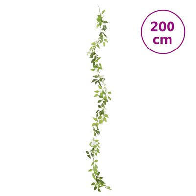 vidaXL Julkransar med blommor 6 st vit 200 cm