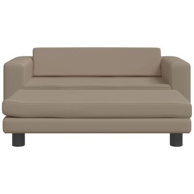 vidaXL Barnsoffa med fotpall cappuccino 100x50x30 cm konstläder