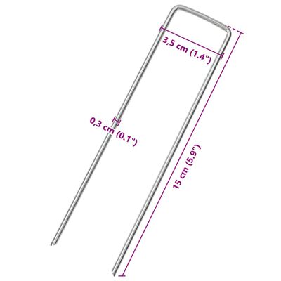 vidaXL Markpinne U-format 25 st 15x3,5 cm galvaniserat stål