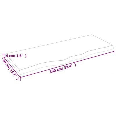 vidaXL Bänkskiva badrum mörkbrun 100x40x(2-4) cm behandlat massivt trä