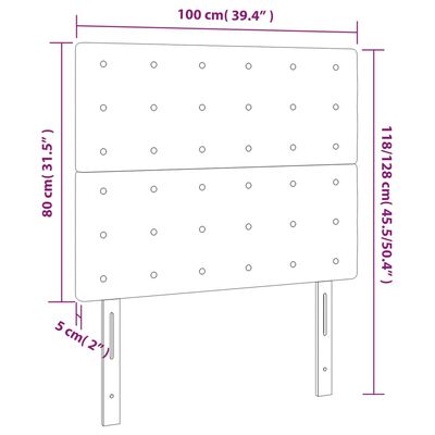 vidaXL Sänggavel LED svart 100x5x118/128 cm tyg