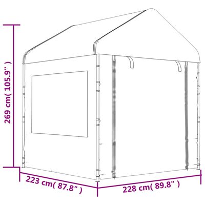 vidaXL Paviljong med tak vit 17,84x2,28x2,69 m polyeten