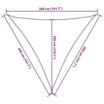 vidaXL Solsegel ljusgrå 3,6x3,6x3,6 m 100% polyesteroxford