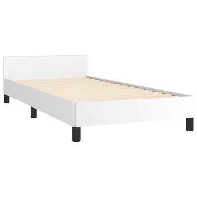 vidaXL Sängram med huvudgavel vit 90x190 cm konstläder