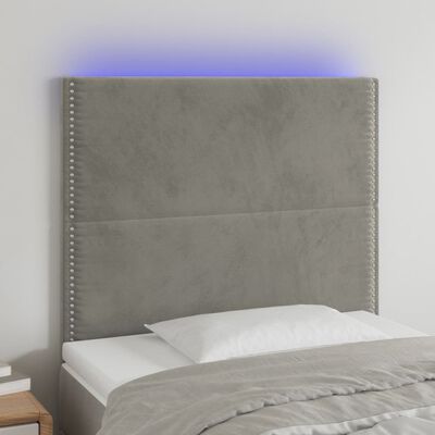 vidaXL Sänggavel LED ljusgrå 90x5x118/128 cm sammet