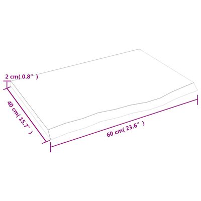 vidaXL Bänkskiva badrum ljusbrun 60x40x2 cm behandlat massivt trä