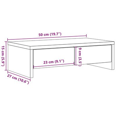 vidaXL Skärmställ med lådor åldrat trä 50x27x15 cm konstruerat trä